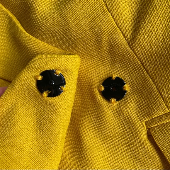 🥂 ZARA YELLOW SQUARE SHOULDER LONG SLEEVE ASYMMETRICAL MINI DRESS! - Picture 11 of 13